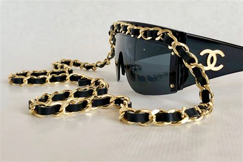 chanel sunglasses with chain gold|vintage Chanel sunglasses with chain.